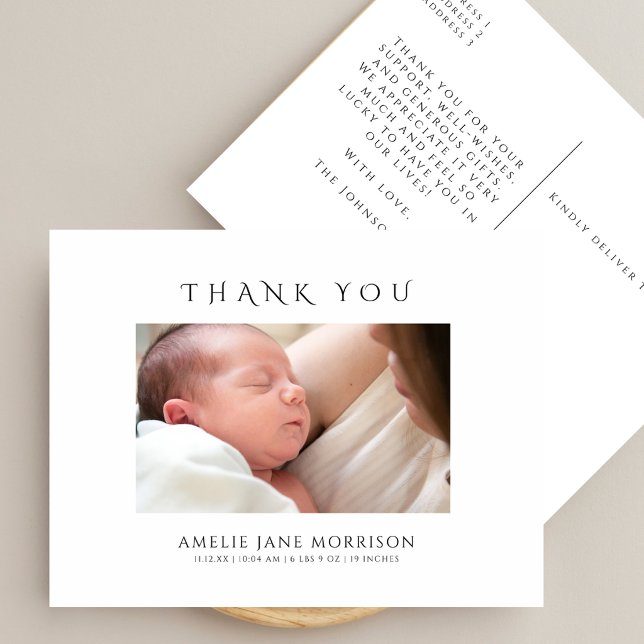 Carte Postale Faire-part de naissance avec photo de bébé simple  (Créateur téléchargé)