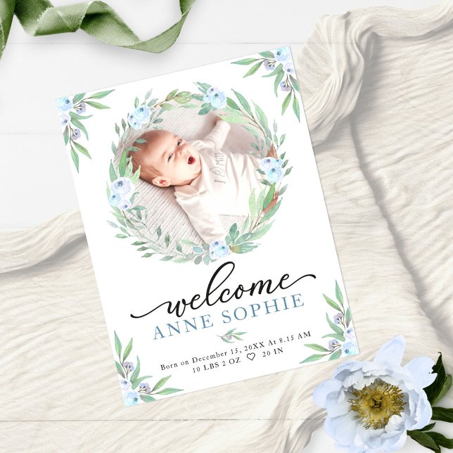 Carte Postale Faire-part de naissance avec photo de verdure & Re (Créateur téléchargé)