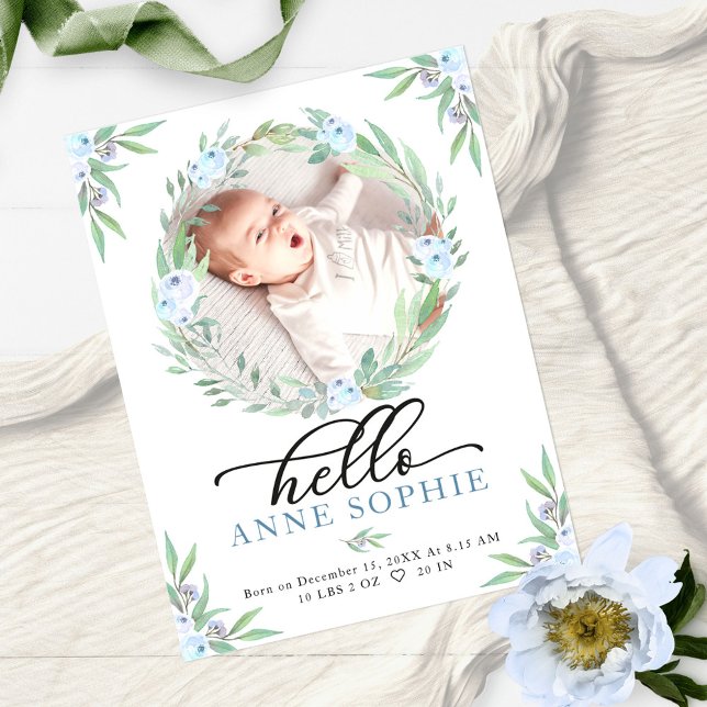 Carte Postale Faire-part de naissance avec photo de verdure & Re (Créateur téléchargé)