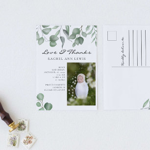 Carte Postale Faire-part de naissance Bébé Eucalyptus Amour & Me