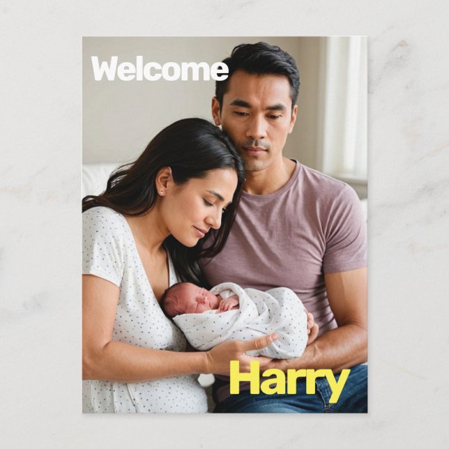 Carte Postale faire-part de naissance bébé personnalisé - minimu (Devant)