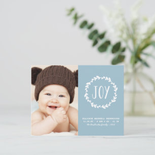 Carte Postale Faire-part de naissance bleu clair pour les fêtes