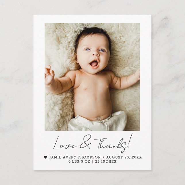 Carte Postale Faire-part de naissance de bébé avec photo et text (Devant)