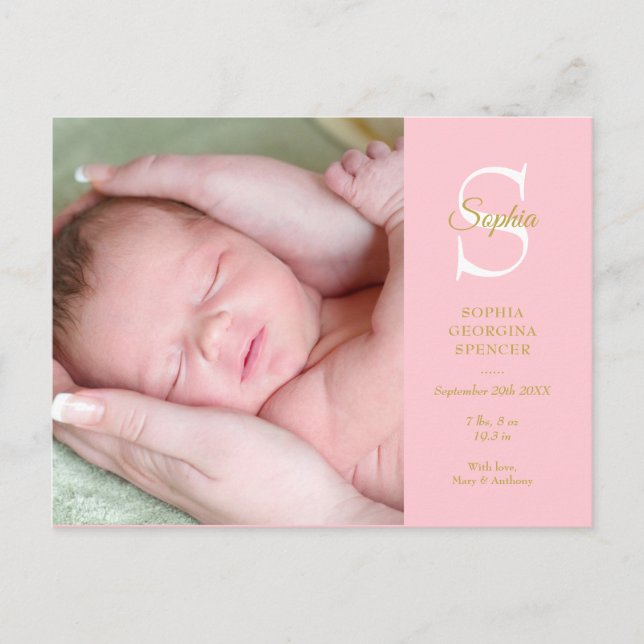 Carte Postale Faire-part de naissance de bébé fille Statistiques (Devant)