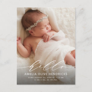 Carte postale Faire-part de naissance de script mo