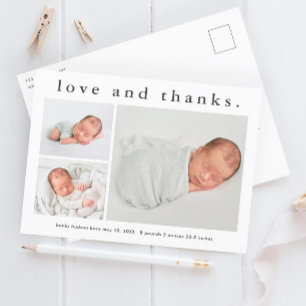 Carte Postale Faire-part de naissance et remerciement Simple Pho