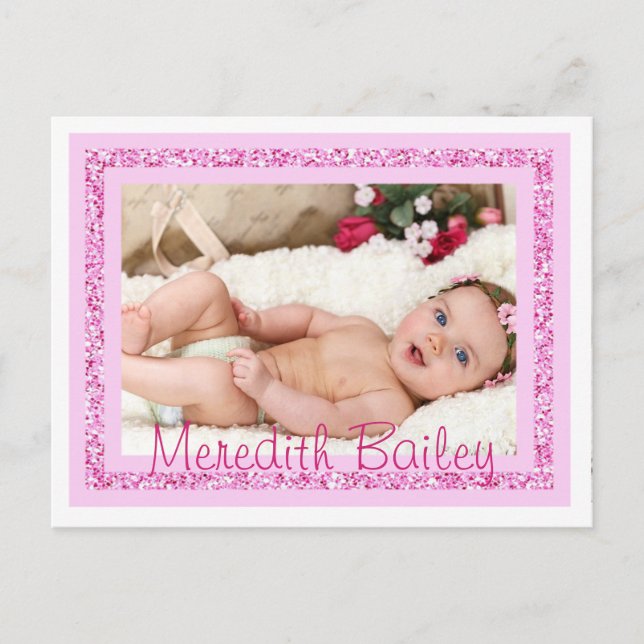 Carte postale Faire-part de naissance fille bébé (Devant)
