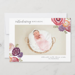 Carte postale Faire-part de naissance Fleur Fille