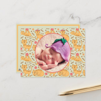 Carte Postale Faire-part de naissance Happy Chats Jouer Dormir