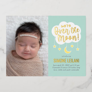 Carte postale Faire-part de naissance Moon Foil
