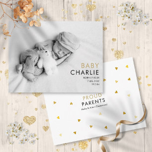 Carte Postale Faire-part de naissance photo bébé élégant simple