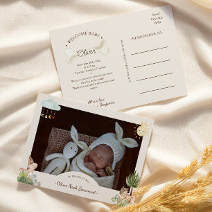 Carte postale Faire-part de naissance photo Boho D