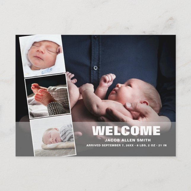 Carte Postale Faire-part de naissance Photo Collage|Four Photos  (Devant)