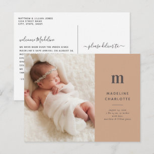 Carte Postale Faire-part de naissance photo en terre cuite simpl
