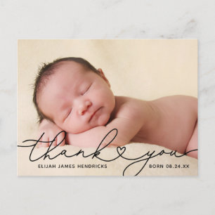 Carte postale Faire-part de naissance photo Merci