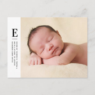 Carte postale Faire-part de naissance photo Monogr