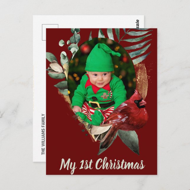 Carte Postale Faire-part de naissance photo pour bébé d'hiver (Devant / Derrière)