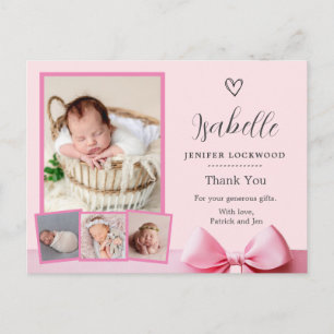 Carte Postale faire-part de naissance photo rose