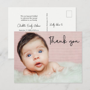 Carte Postale Faire-part de naissance pour Baby Shower Fille Sim