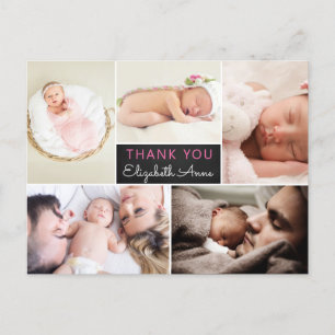 Carte Postale Faire-part de naissance Remerciement Collage photo