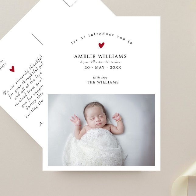 Carte Postale Faire-part de naissance simple et élégant avec pho (Créateur téléchargé)