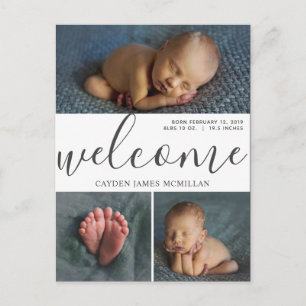 Carte postale Faire-part de naissance trois photos