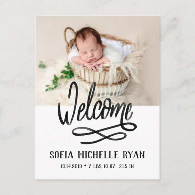 Carte postale Faire-part de naissance Watercolor (Devant)