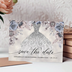 Carte Postale Faire part de Quinceañera photo florale tendance