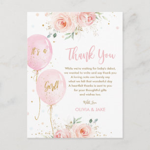 Carte Postale Faire-part de remerciement chic pour Baby Shower a
