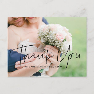 Carte Postale Faire-part de remerciement photo de mariage modern