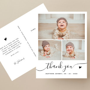 Carte Postale Faire-part de remerciement pour bébé avec collage 