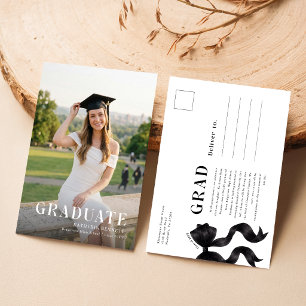 Carte Postale Faire-part de remise des diplômes avec photo et nœ