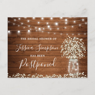 Carte Postale Faire-part de report de Baby Shower Lys dans un po
