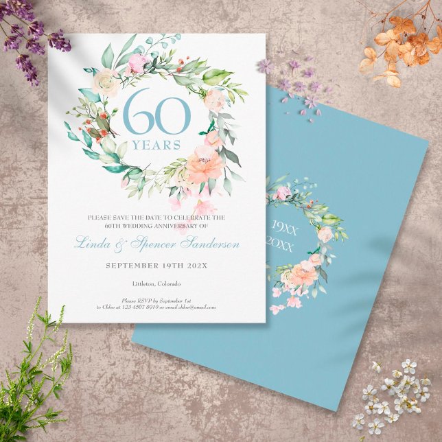 Carte Postale Faire part de roses de verdure pour les 60 ans (Créateur téléchargé)
