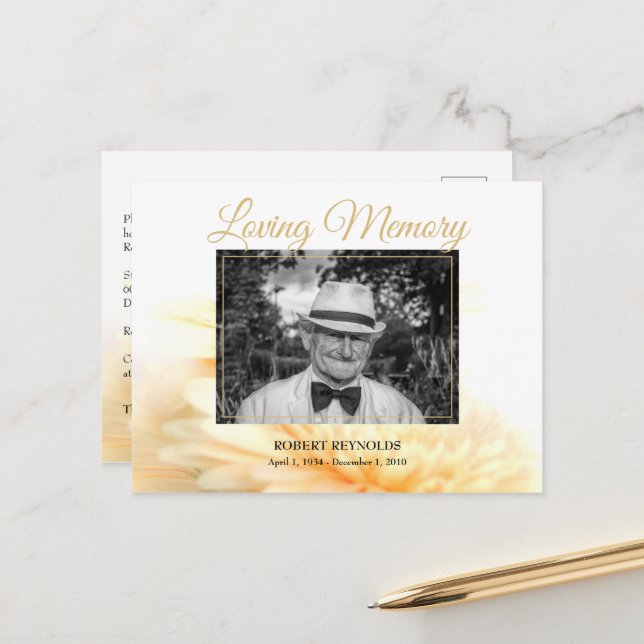 Carte Postale Faire-part de service commémoratif funéraire de ph (Devant/Arrière en situation)