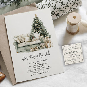 Carte Postale Faire-part Deck New Halls Élégant Sage Green Holiday
