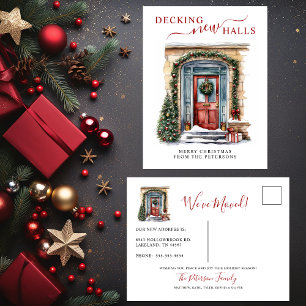 Carte Postale Faire-part Deck New Halls New Home Red Door Holiday Moving
