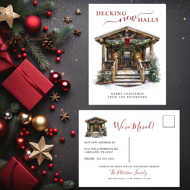 Carte Postale Faire-part Deck Nouvelles Halls Rustique Nouveau Accueil Noël (Créateur téléchargé)