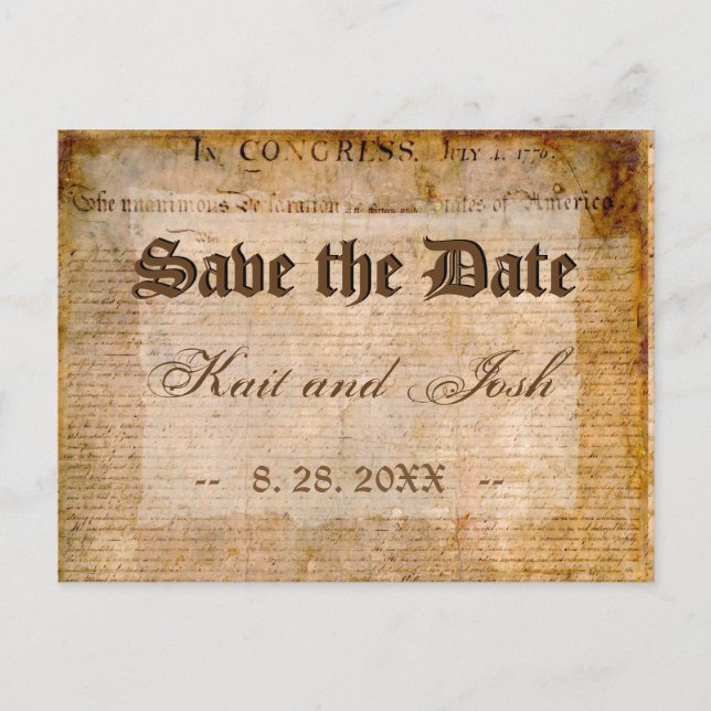 Carte Postale Faire-part Déclaration d'indépendance des États-Unis Parchemi (Devant)