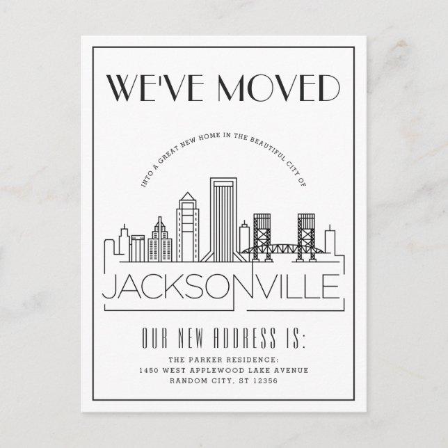Carte Postale Faire-part Déco moderne de Jacksonville | Changement d'adress (Devant)