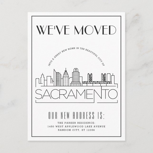 Carte Postale Faire-part Déco moderne de Sacramento | Changement d'adresse (Devant)