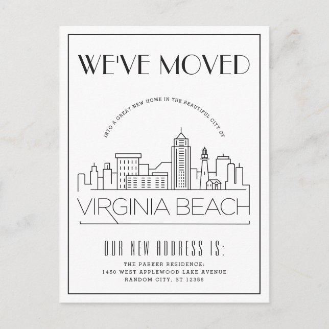 Carte Postale Faire-part Déco moderne de Virginia Beach | Changement d'adre (Devant)