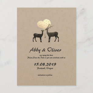 Carte Postale Faire-part Deer Love Woodland Deer Enregistrer La Date