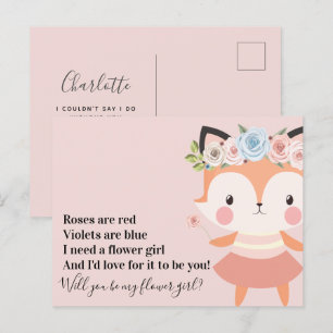 Carte Postale Faire-part Demande de Demoiselle d'Honneur pour un Renard Mig
