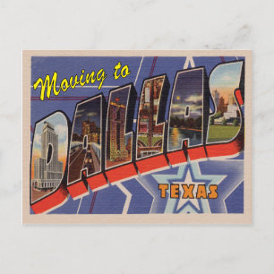 Carte Postale Faire-part Déménagement à Dallas TX Vintage amusant Changemen