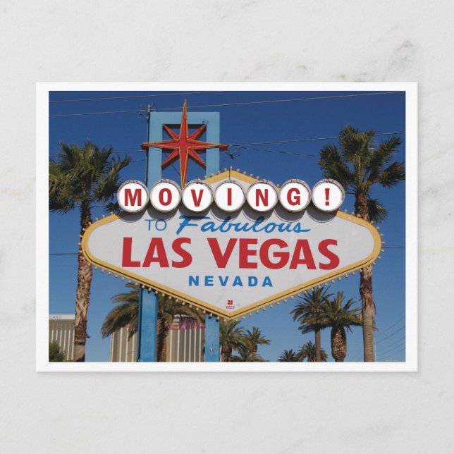 Carte Postale Faire-part Déménagement à Las Vegas avec un panneau classique (Devant)
