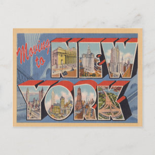 Carte Postale Faire-part Déménagement à New York NY Vintage Changement d'ad
