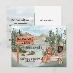 Carte Postale Faire-part Déménagement Vizsla Chien Pins forestiers Nouvelle