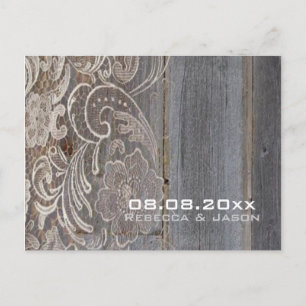 Carte Postale Faire-part dentelle de bois mariage campagnard ouest enregist