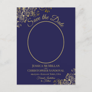 Carte Postale Faire-part Dentelle d'or sur le mariage de la Marine Enregist